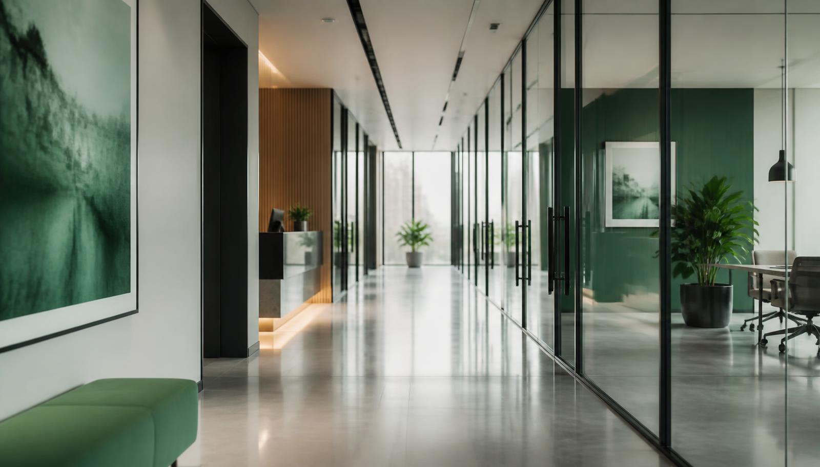 Gleaming modern office lobby
